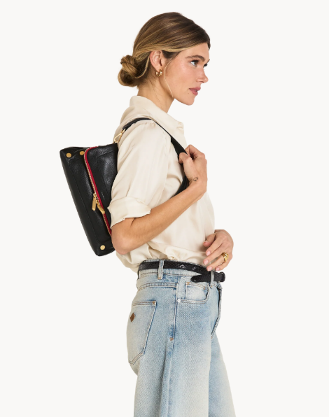 Hammitt - Beverly  Crossbody - Brushed Gold Red Zip - Medium - Black - Findlay Rowe Designs