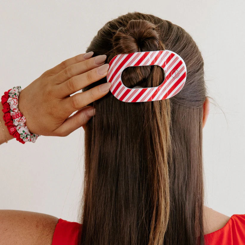 Teleties - Candy Cane Crush Medium Flat Round Hair Clip