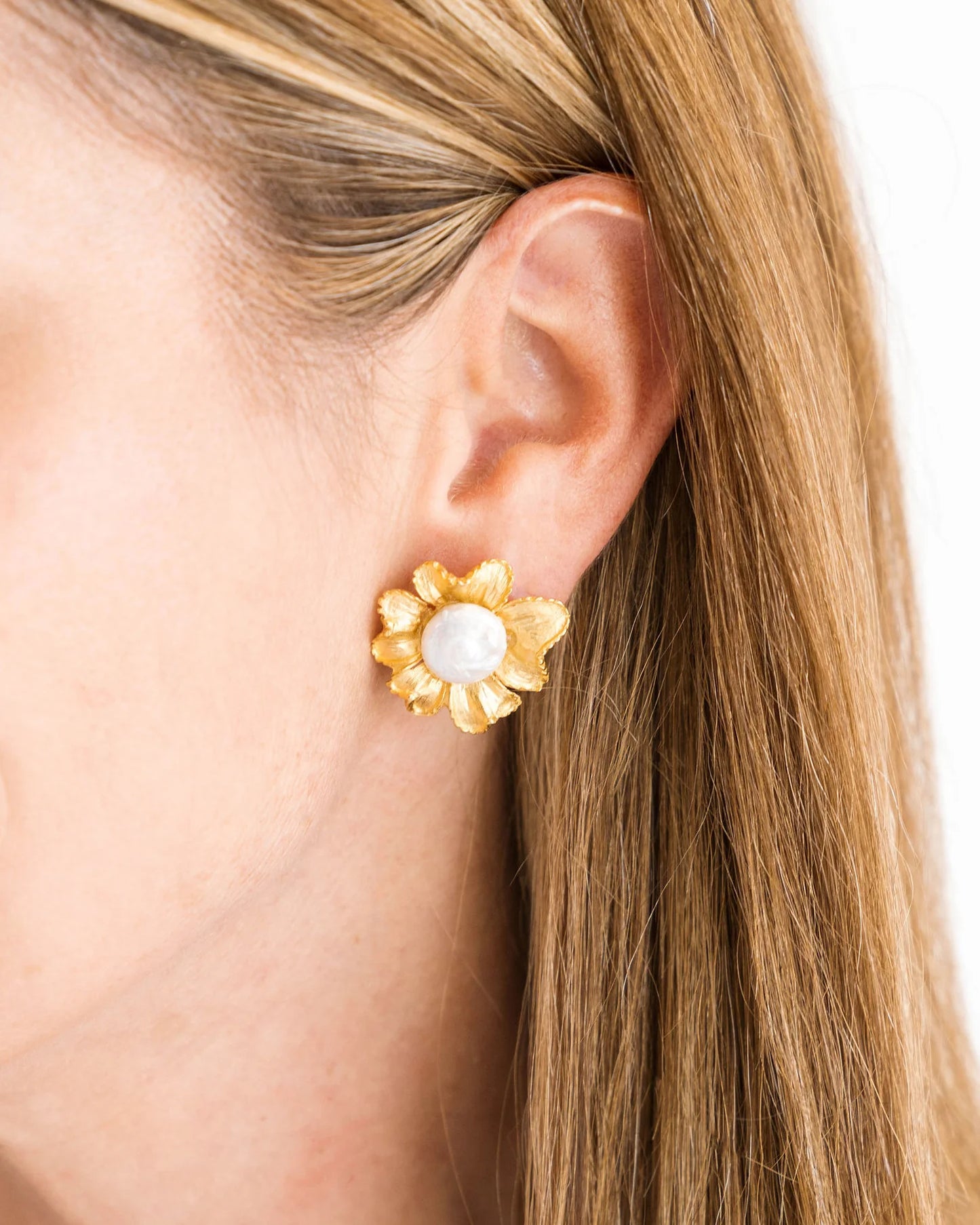 Susan Shaw - Earrings - Marigold Pearl Studs - Findlay Rowe Designs