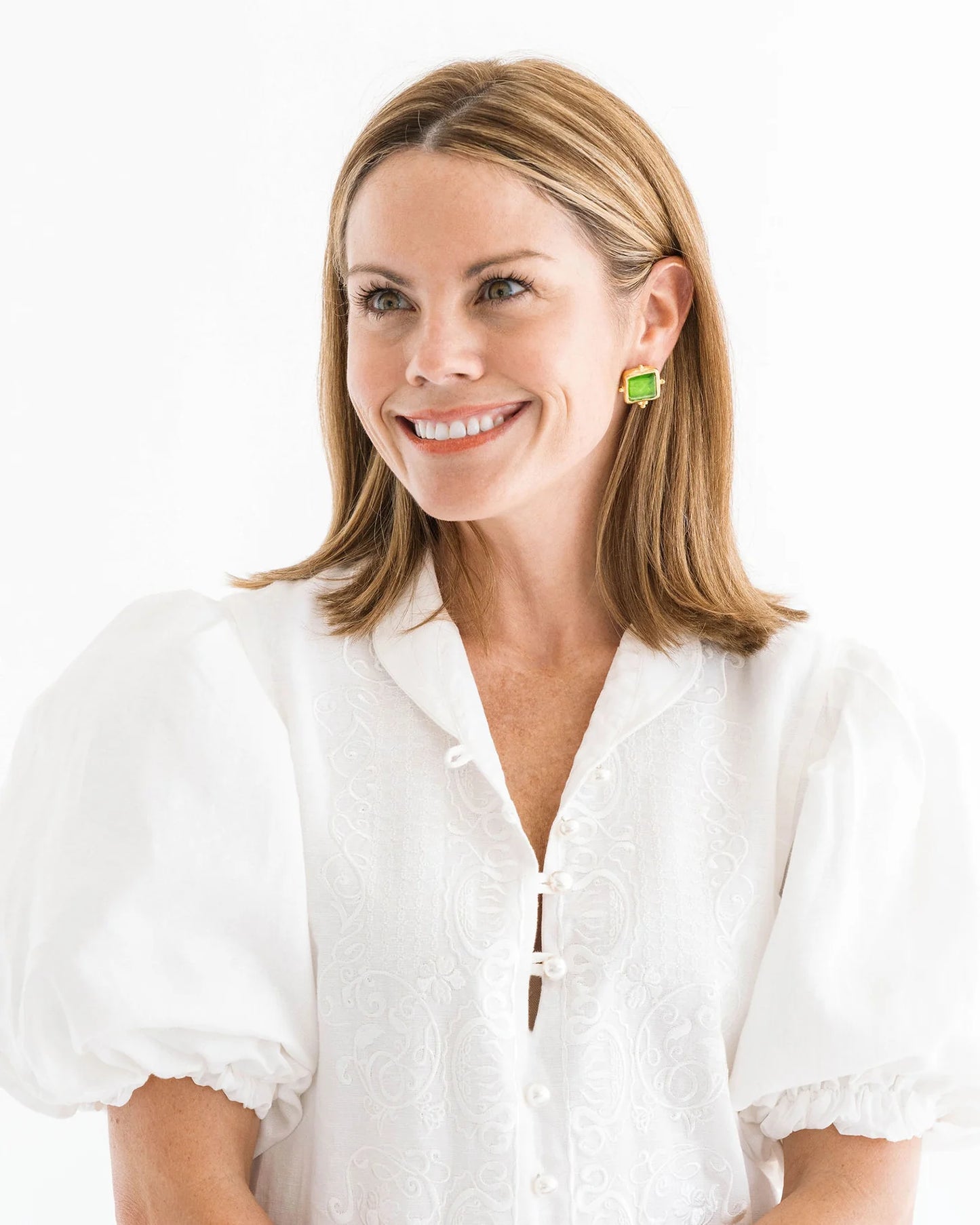 Susan Shaw - Earrings - Madeline Studs -  Spring Green