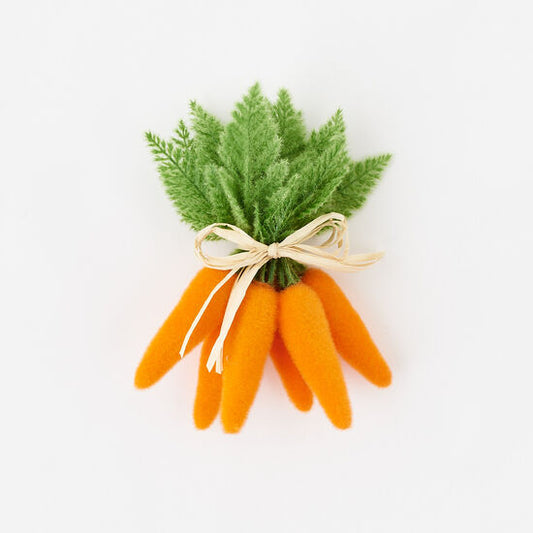 11" Flocked Orange Carrot Cluster