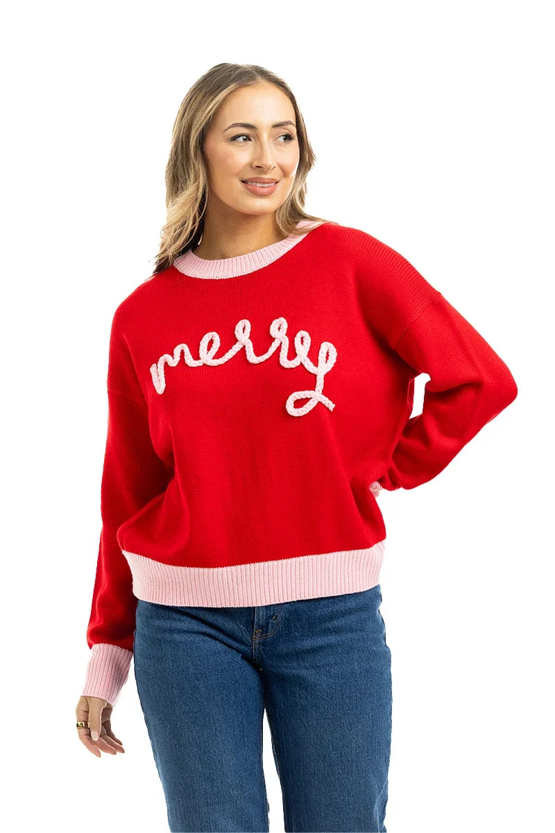 Katydid - Sweater - Merry - Red - Findlay Rowe Designs
