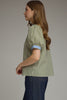 Entro - Top - V-Neck Puff Contrast Binding - Olive - Findlay Rowe Designs
