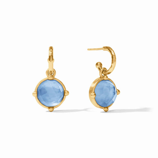 Julie Vos - Earring - Honeybee Hoop & Charm - Iridescent Chalcedony Blue