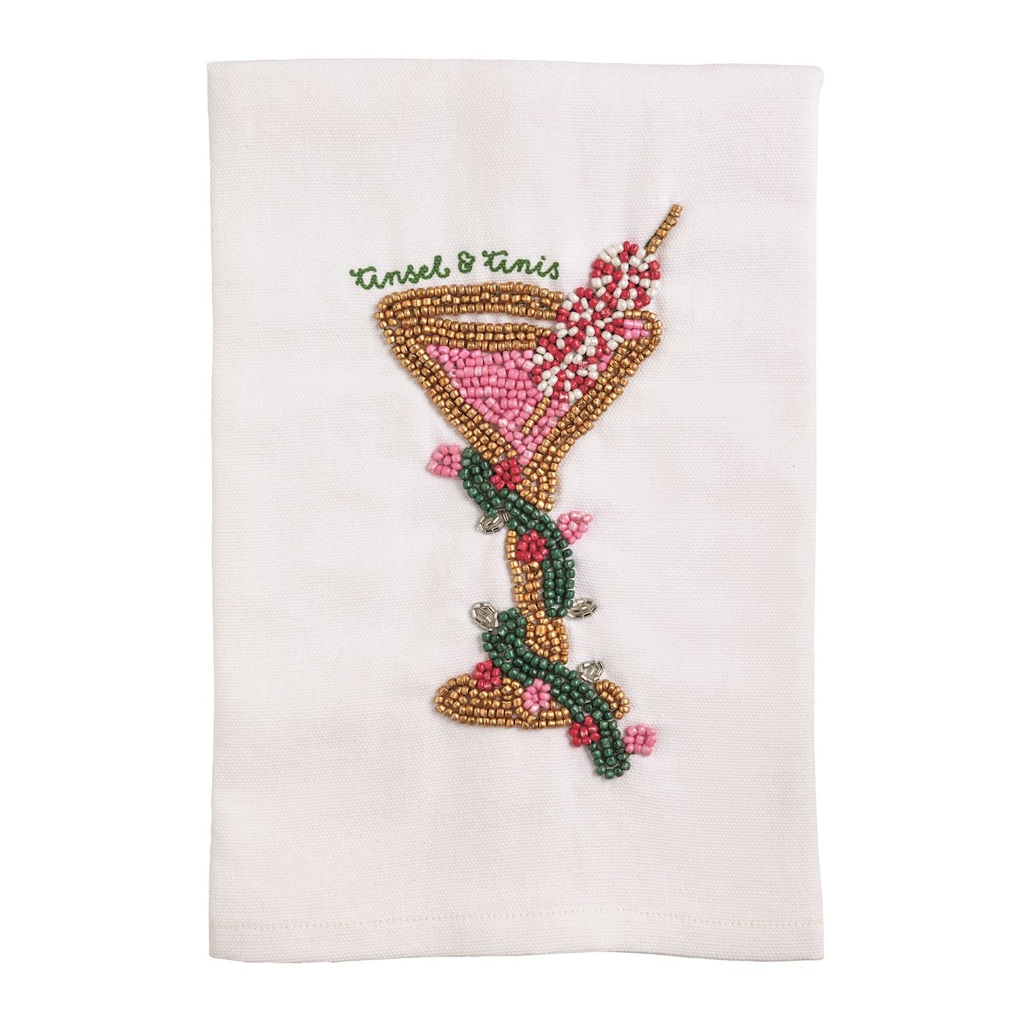 Mud Pie - Bar Towel - Beaded Cocktails - Findlay Rowe Designs