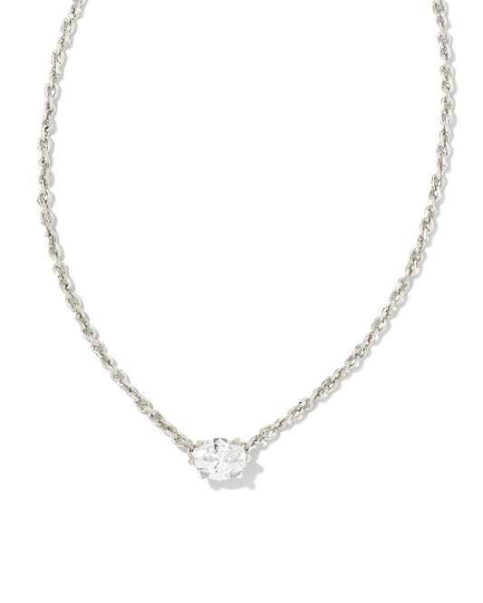 Kendra Scott - Cailin Silver Pendant Necklace in White Crystal - Findlay Rowe Designs