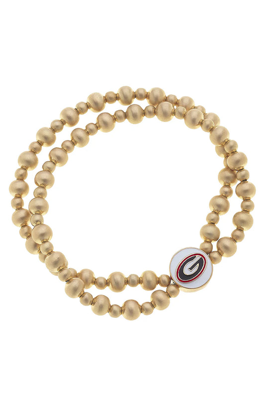 Canvas - Georgia Bulldogs 2-Row Ball Bead Stretch Bracelet