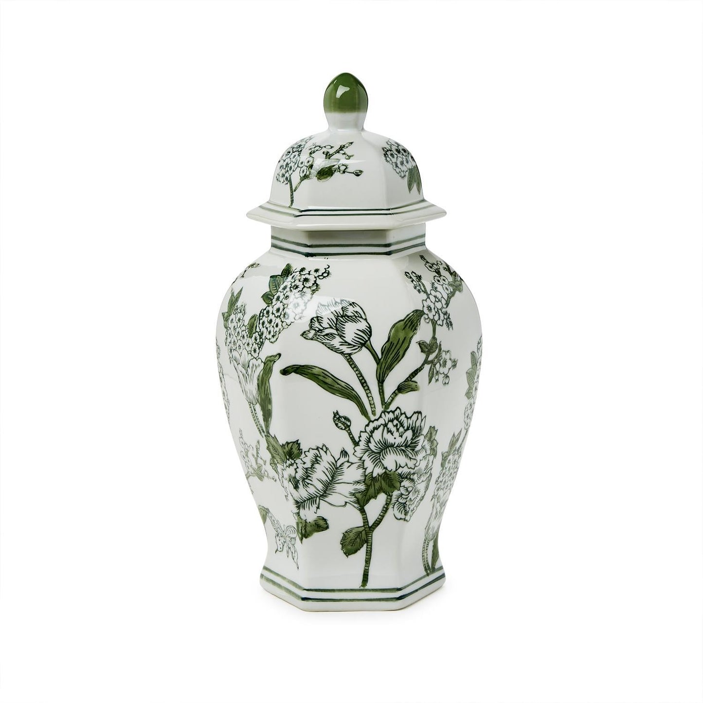 Temple Jar - Primrose and Lotus Chinoiserie  - Green - Findlay Rowe Designs