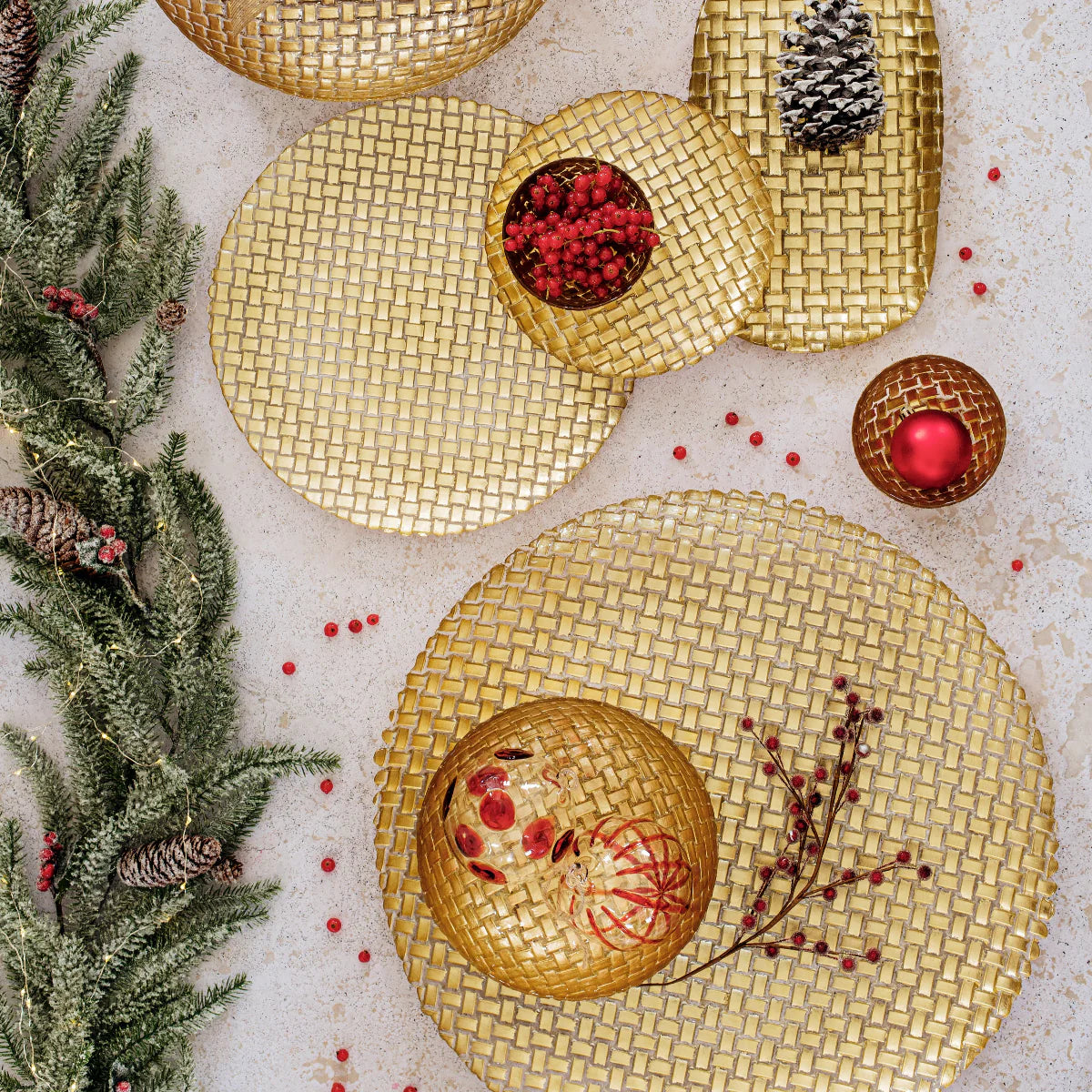 Vietri - Rufolo - Glass Gold Basketweave Small Serving Bowl - Findlay Rowe Designs