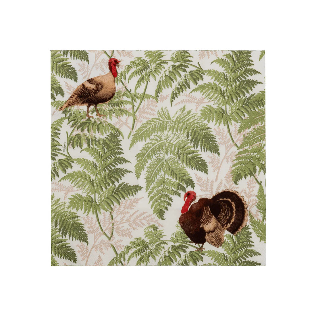 Caspari - Luncheon Napkins - Turkey Among Ferns