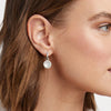 Julie Vos - Earring - Fleur-de-Lis Hoop & Charm - Chalcedony Blue - Silver