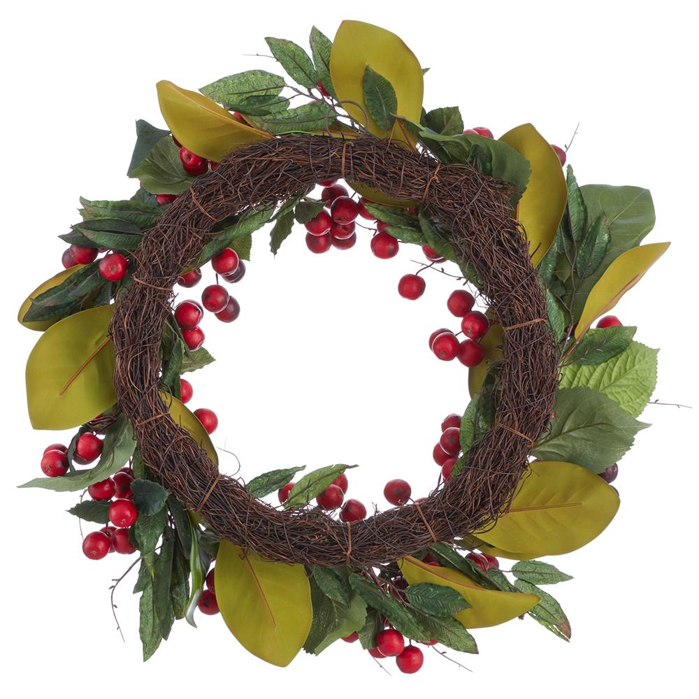 Allstate Floral - 24" Crabapple and Magnolia Leaf Wreath - Findlay Rowe Designs