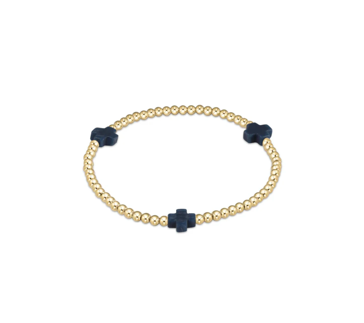 Enewton - Extends - Signature Cross Gold Pattern 3mm Bead Bracelet - Navy