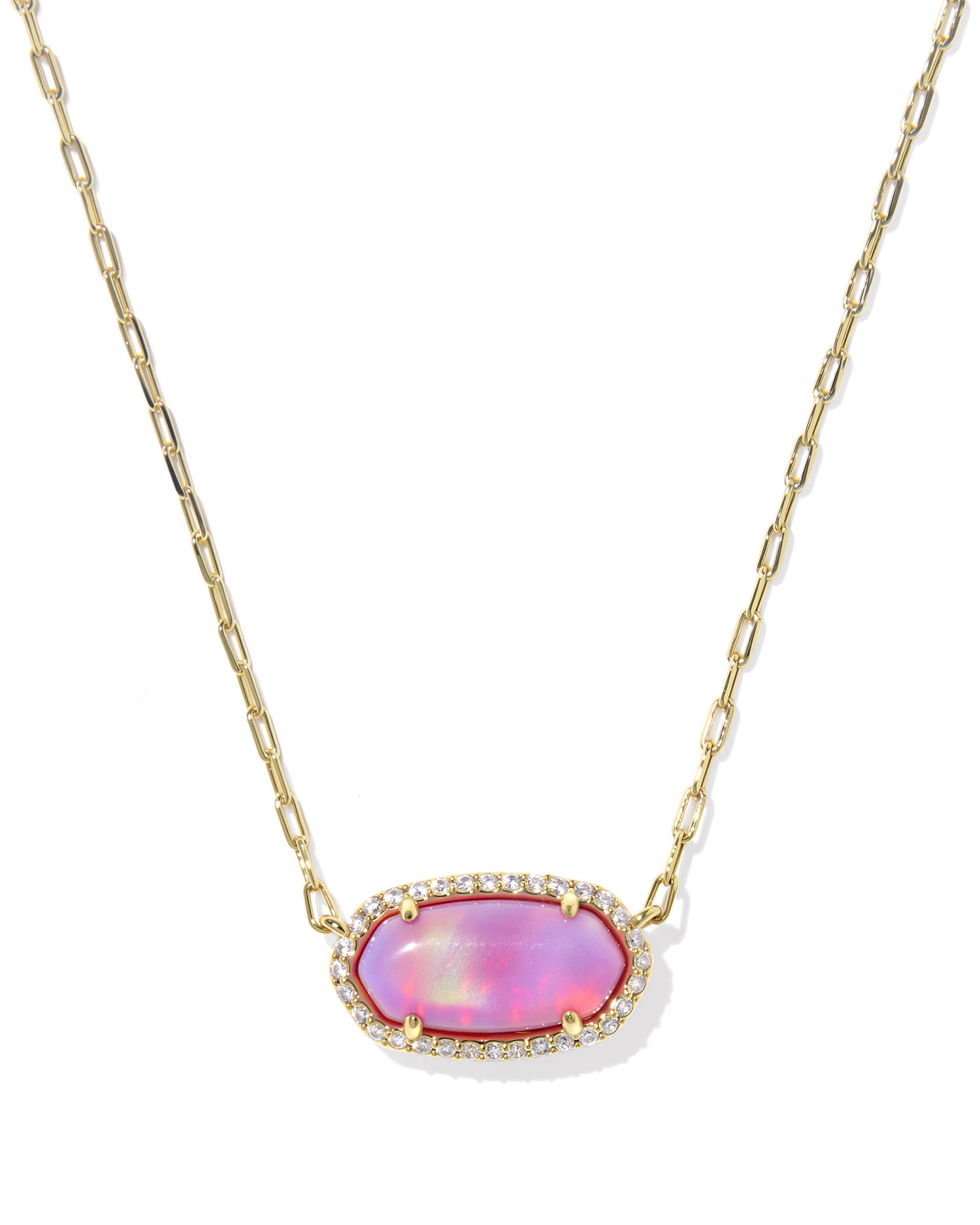 Kendra Scott - Necklace - Elisa Pave Frame Gold Short Pendant