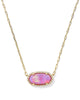 Kendra Scott - Necklace - Elisa Pave Frame Gold Short Pendant - Pink Opalescent Resin - Findlay Rowe Designs
