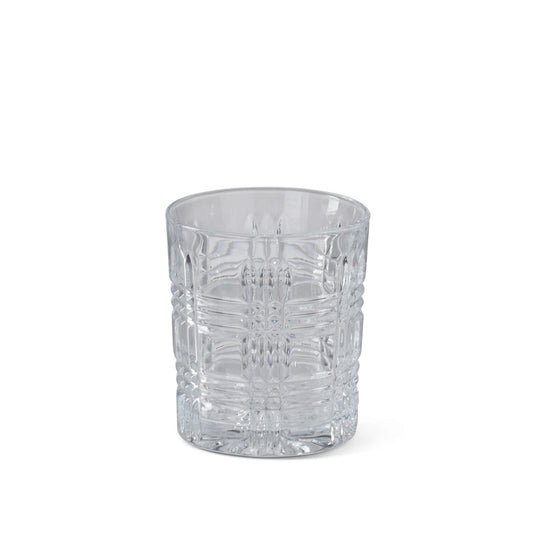 Lowball Drinking Glass - Grid Pressed Clear Glass - Findlay Rowe Designs