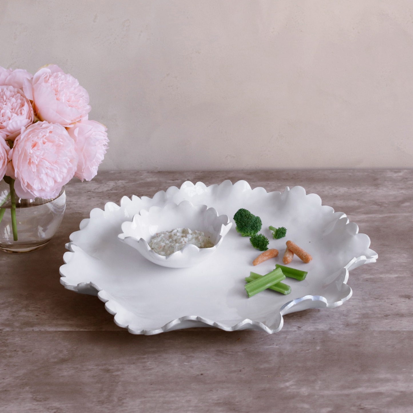 Beatriz Ball - VIDA Colette Round Platter with Mini Dip Bowl - White - Findlay Rowe Designs
