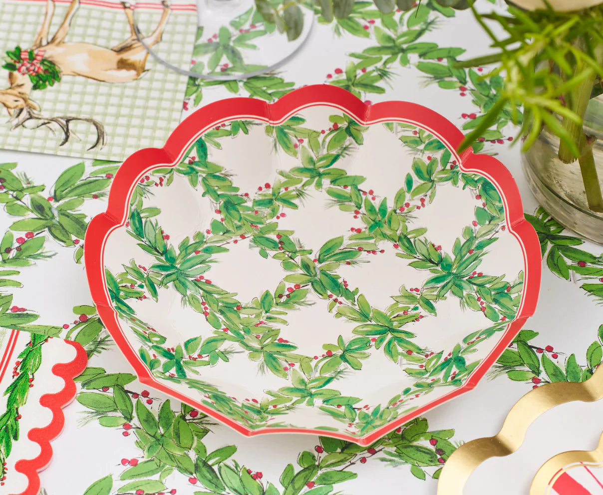 Sophistoplate - Wavy Edge Bowl - Holly Berry 8pk