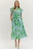 Entro - Dress - Midi V-neck Flutter Sleeve - Blue - Findlay Rowe Designs