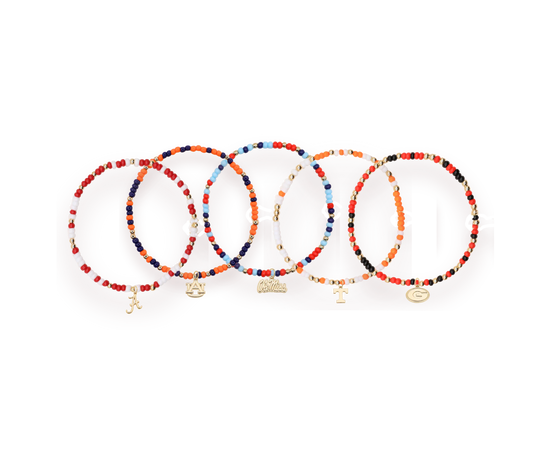 Beaded Blondes - Bracelet - Gold Collegiate Charm - On Color