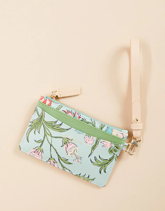 Spartina - Slim Card Coin purse Hamilton Floral Block Print Seafoam - Findlay Rowe Designs