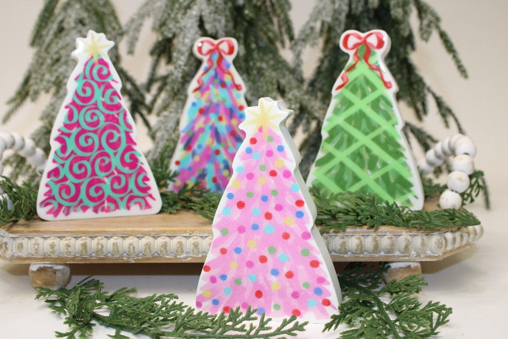 Christmas Decor - Epoxy Cutout Tree 4.75in Medium  - Assorted