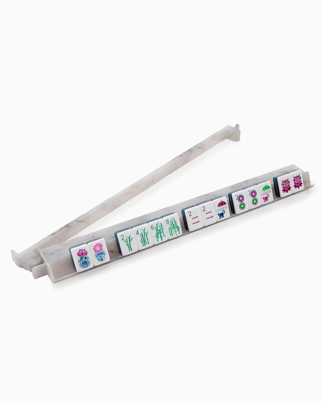 Oh My Mahjong - Carrara Marble Mahjong Rack & Pusher Set - Findlay Rowe Designs