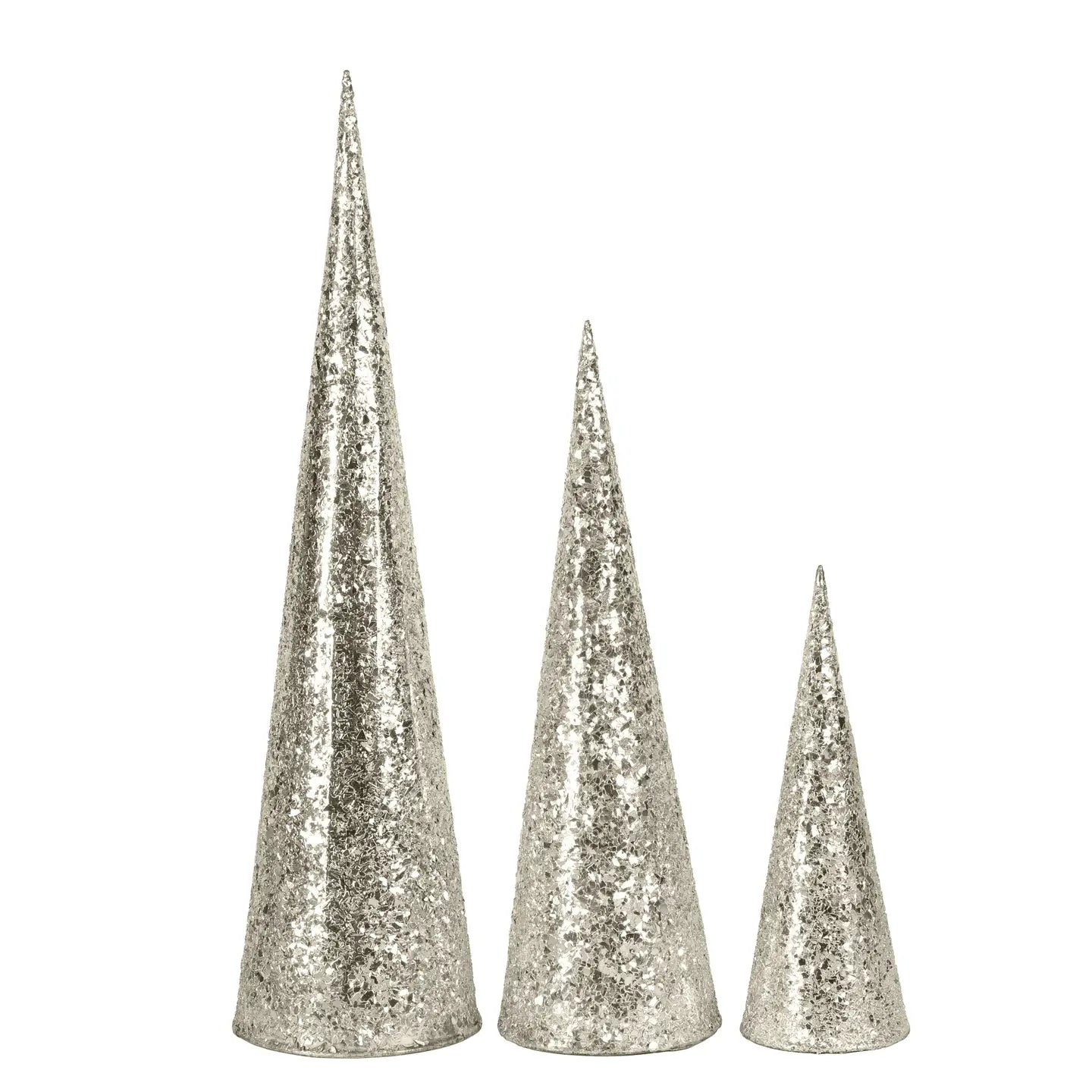 Christmas Tree - Metal with Glass Mosaic Silver-Gold