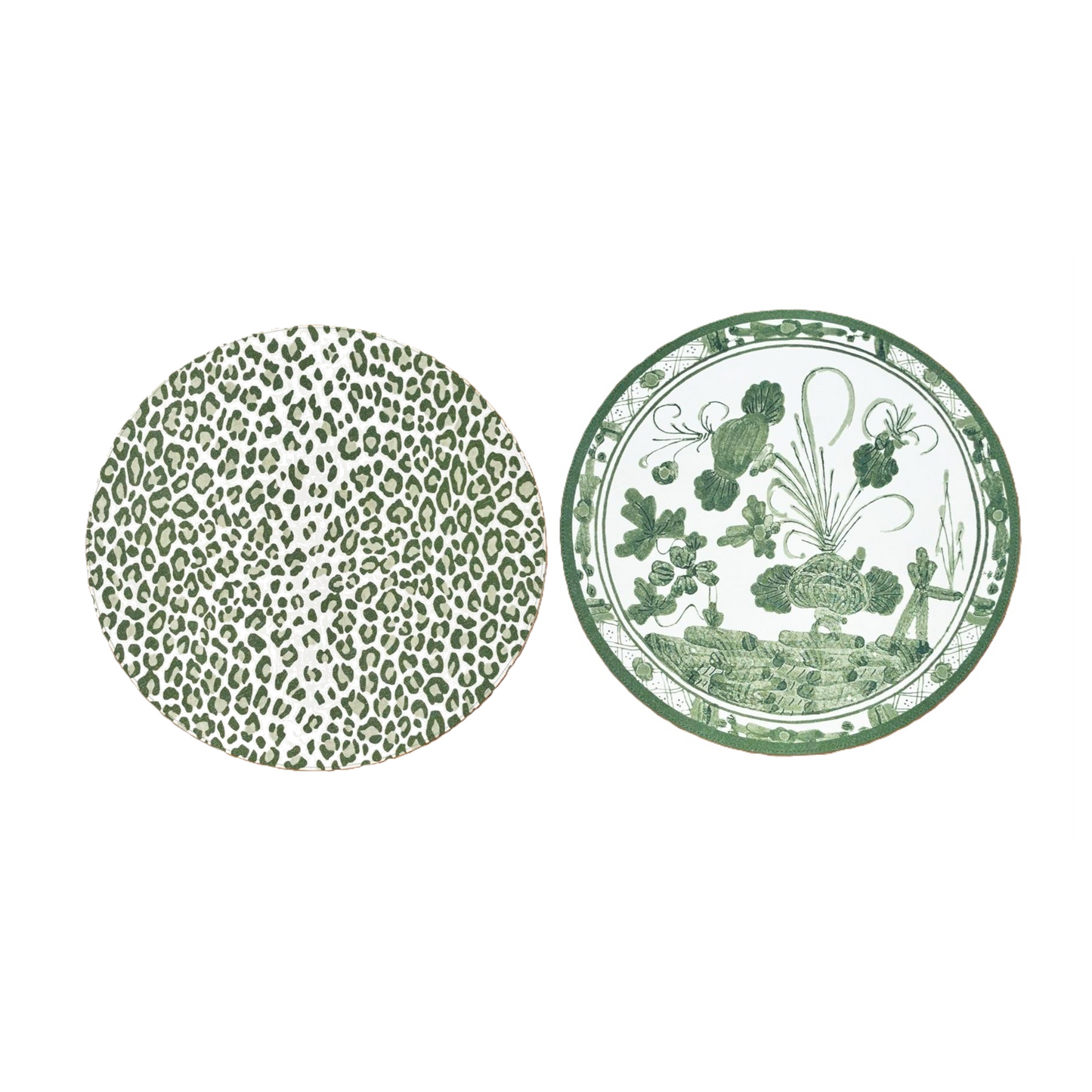 Beatriz Ball - Placemat- Faenza & Leopard Reversible - Green - Findlay Rowe Designs
