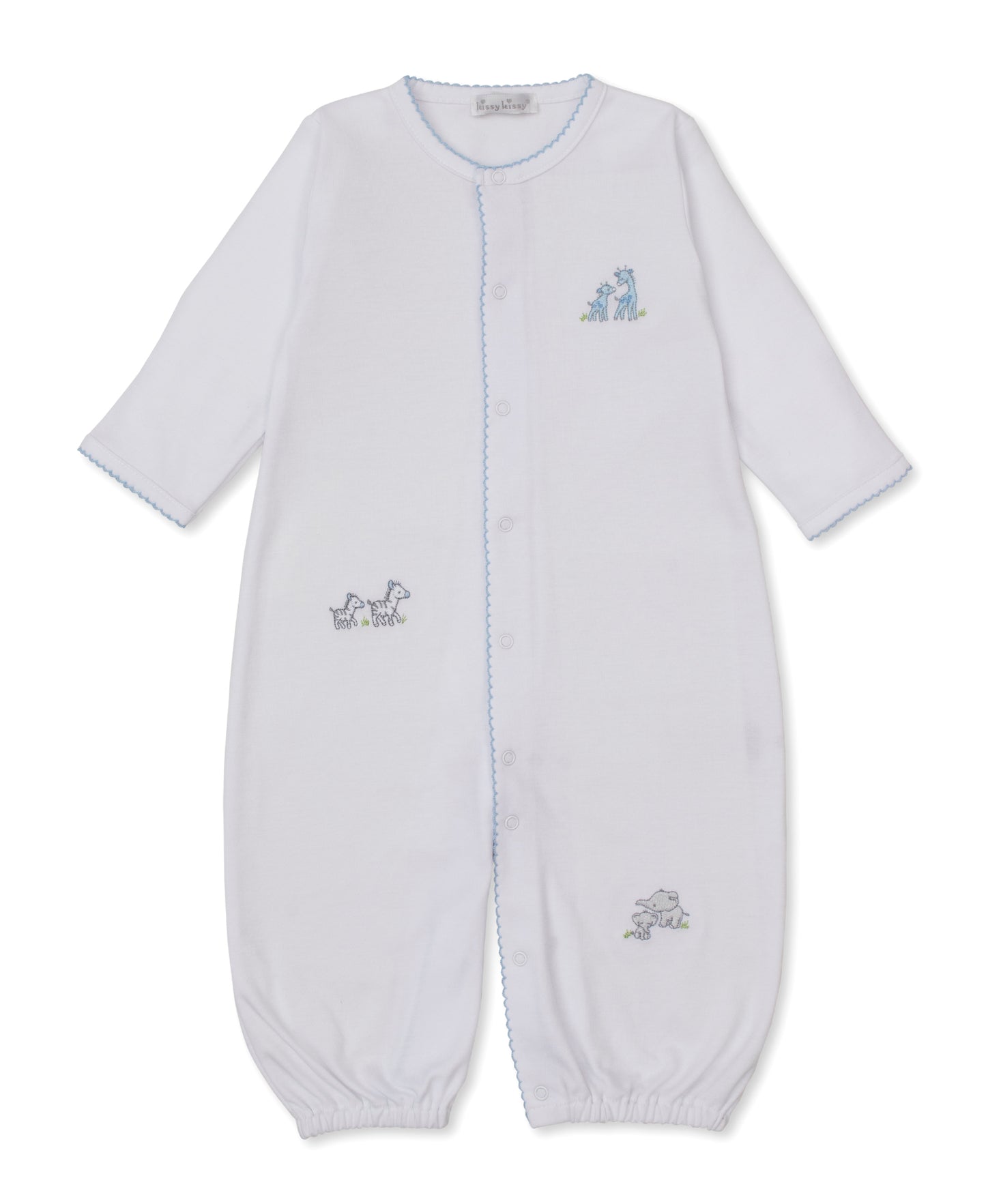 Kissy Kissy - Convertible Gown - Safari Party White Blue - 0-3M
