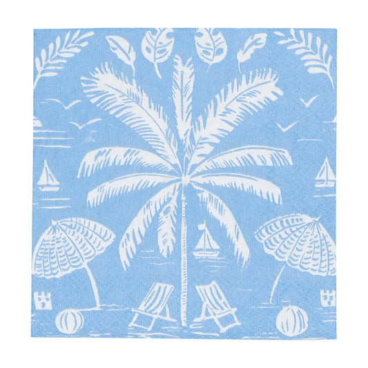 Caspari - Cocktail Napkins - Palms And Parasols Ocean - Findlay Rowe Designs