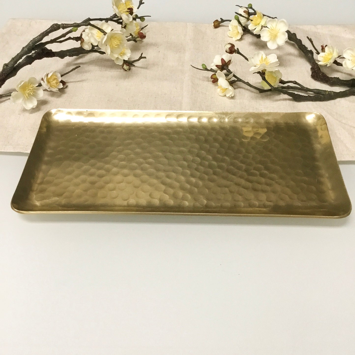 Gold Gilded Rectangle 5" x 11.5" Hammered Tray