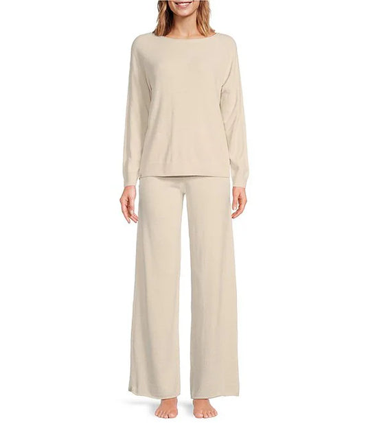 Barefoot Dreams - Cozychic Ultra Lite - Jersey Pullover and Wide-Leg Pant Lounge Set - Sand Dune - Findlay Rowe Designs
