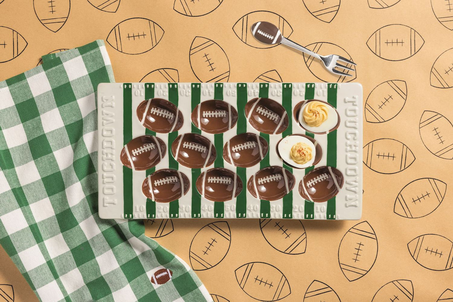 Mud Pie -  Football Field Deviled Egg Tray Set