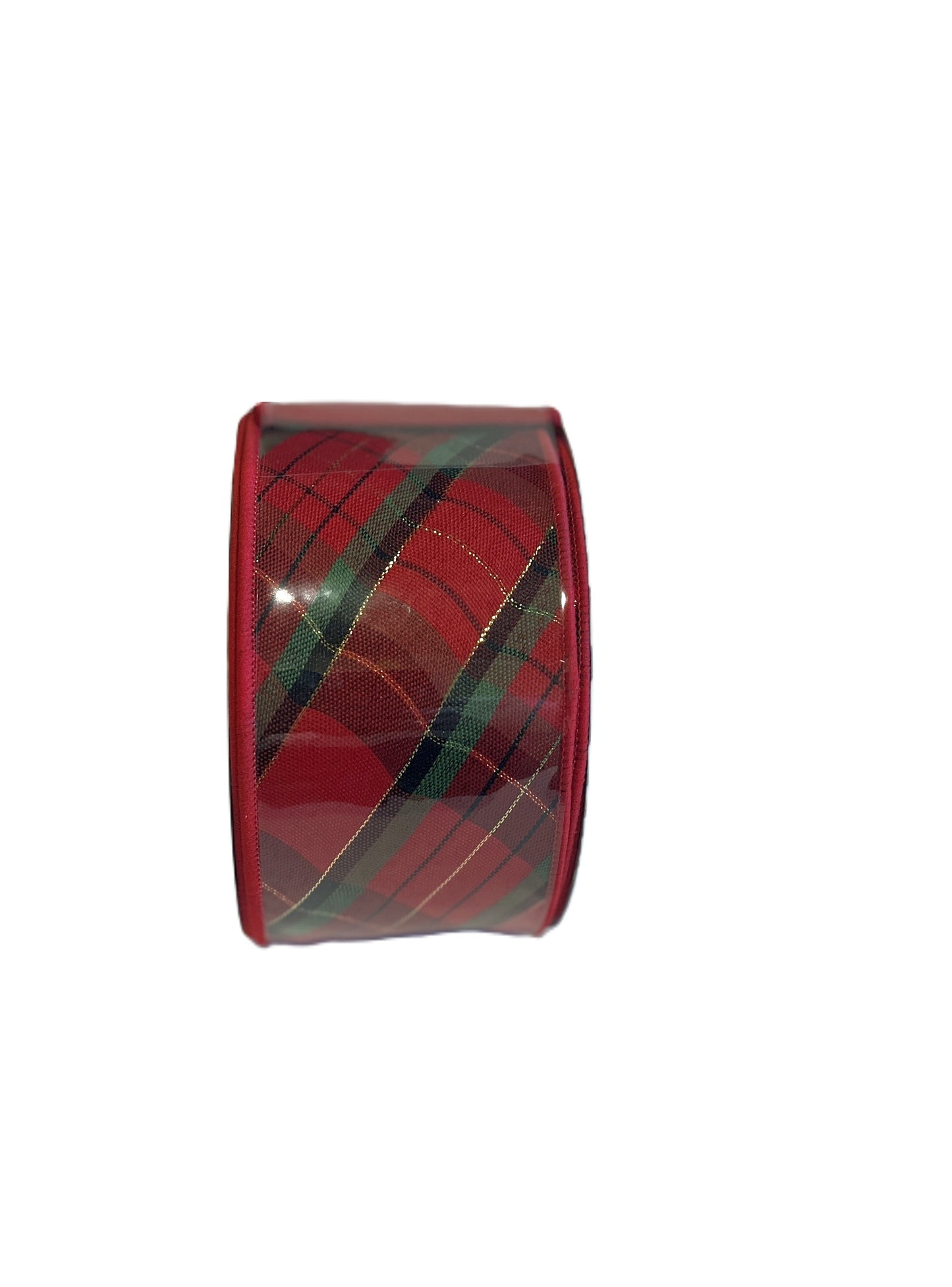 A&B Floral - Ribbon - 2.5in Red Green Gold Plaid