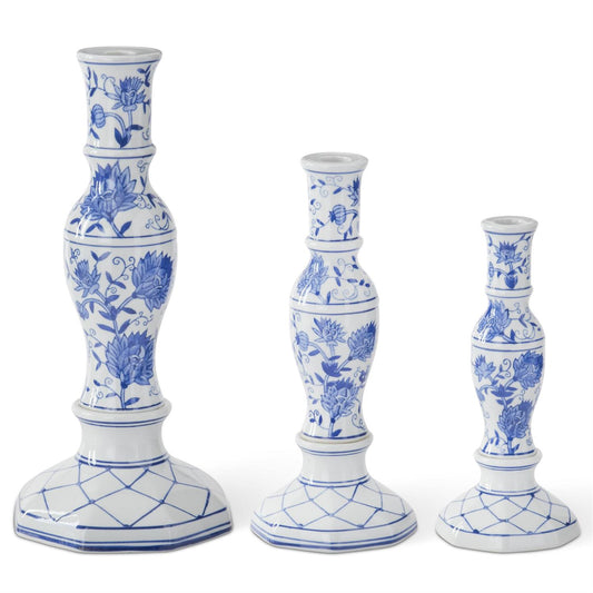 Candleholders - Taper  Blue & White Chinoiserie