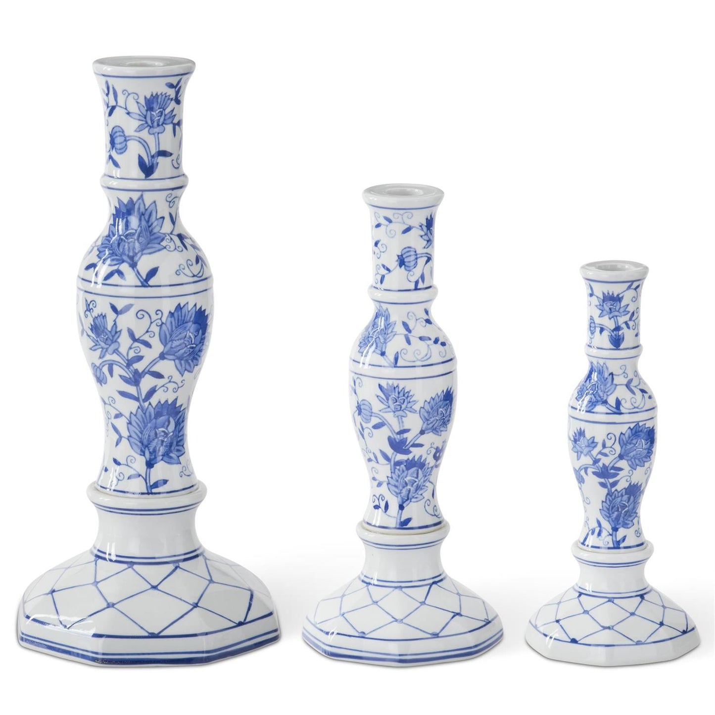 Candleholders - Taper  Blue & White Chinoiserie