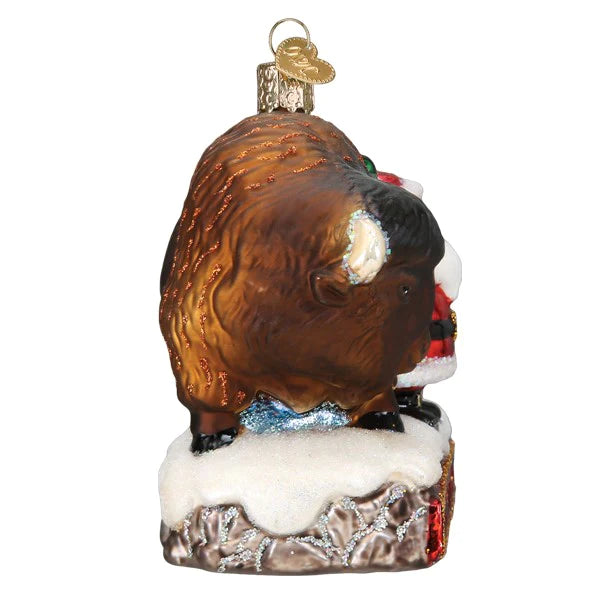 SANTA with BISON YELLOWSTONE ORNament - side