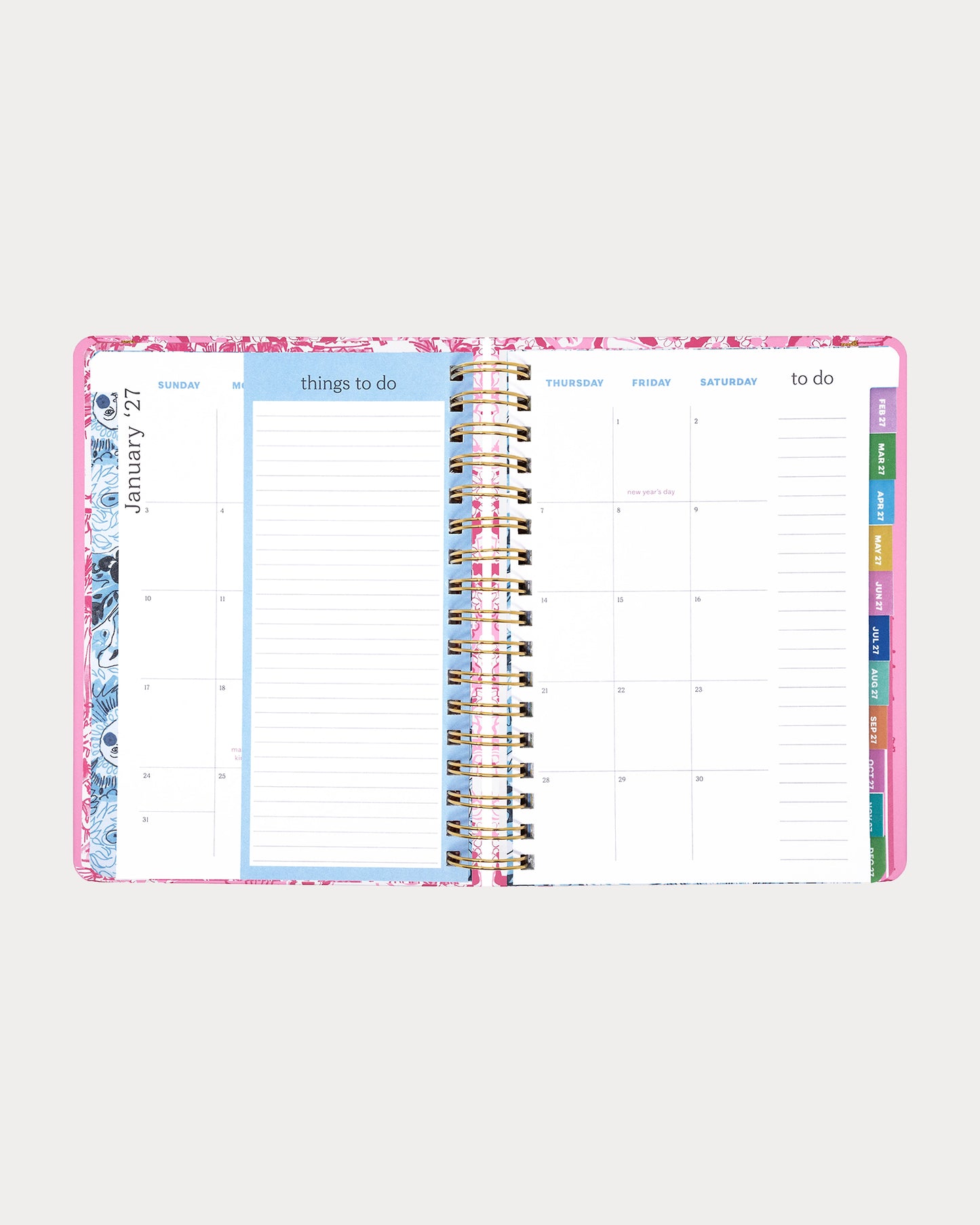 Lilly Pulitzer - Large 17 Month Agenda 2026-2027 -   Conch Shell Pink Burst of Joy