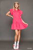 Dress - Ruffled Scalloped Sleeved - Fuchsia - Findlay Rowe Designs