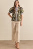 Entro - Top - Puff Sleeve Contrast Binding - Floral Olive - Findlay Rowe Designs