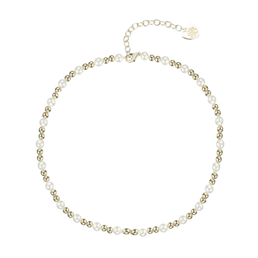 Natalie Wood - Adorned Pearl Mini Beaded Necklace in Gold - Findlay Rowe Designs
