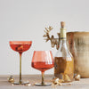 Coupe Glass - 10 oz. Ribbed Stemmed - Red & Olive Green - Findlay Rowe Designs
