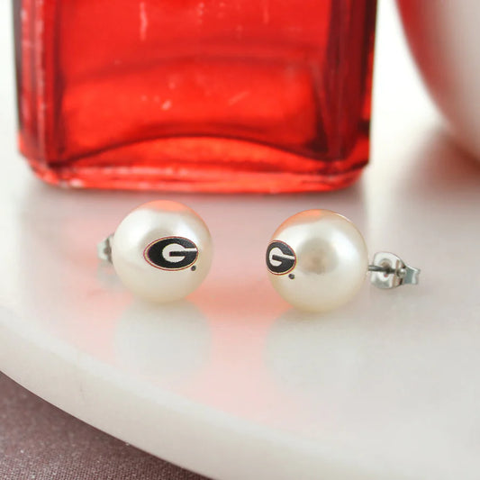 Earring - Stud - Georgia Pearl  UGA G Logo - Findlay Rowe Designs
