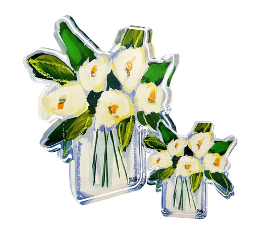 Lauren Dunn - Acrylic Art - White Floral Bloom - Bitty - Findlay Rowe Designs