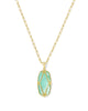 Kendra Scott - Necklace - Elle Lattice Frame Gold Large Long Pendant Necklace -  Light Green  Mother of Pearl - Findlay Rowe Designs