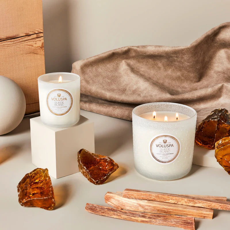 Voluspa - Luxe Candle - Suede Blanc - Findlay Rowe Designs