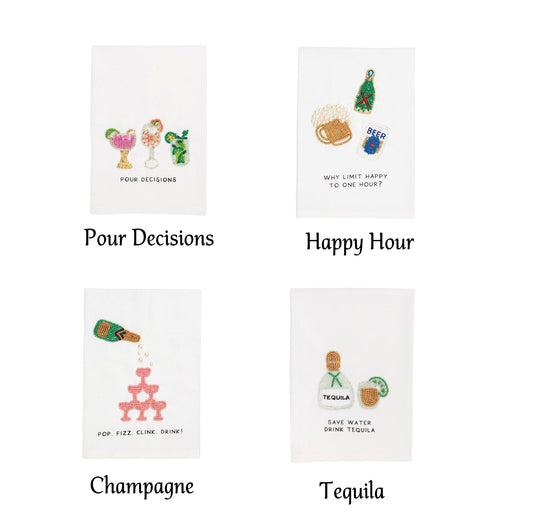 Mud Pie - Towels - Beaded Bar Cocktails - Findlay Rowe Designs