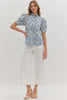 Entro - Top - Botanical Embroidery Puff Sleeve - Chambray - Findlay Rowe Designs