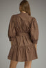 Entro - Dress - Mini Tiered Skirt Balloon sleeve - Brown - Findlay Rowe Designs